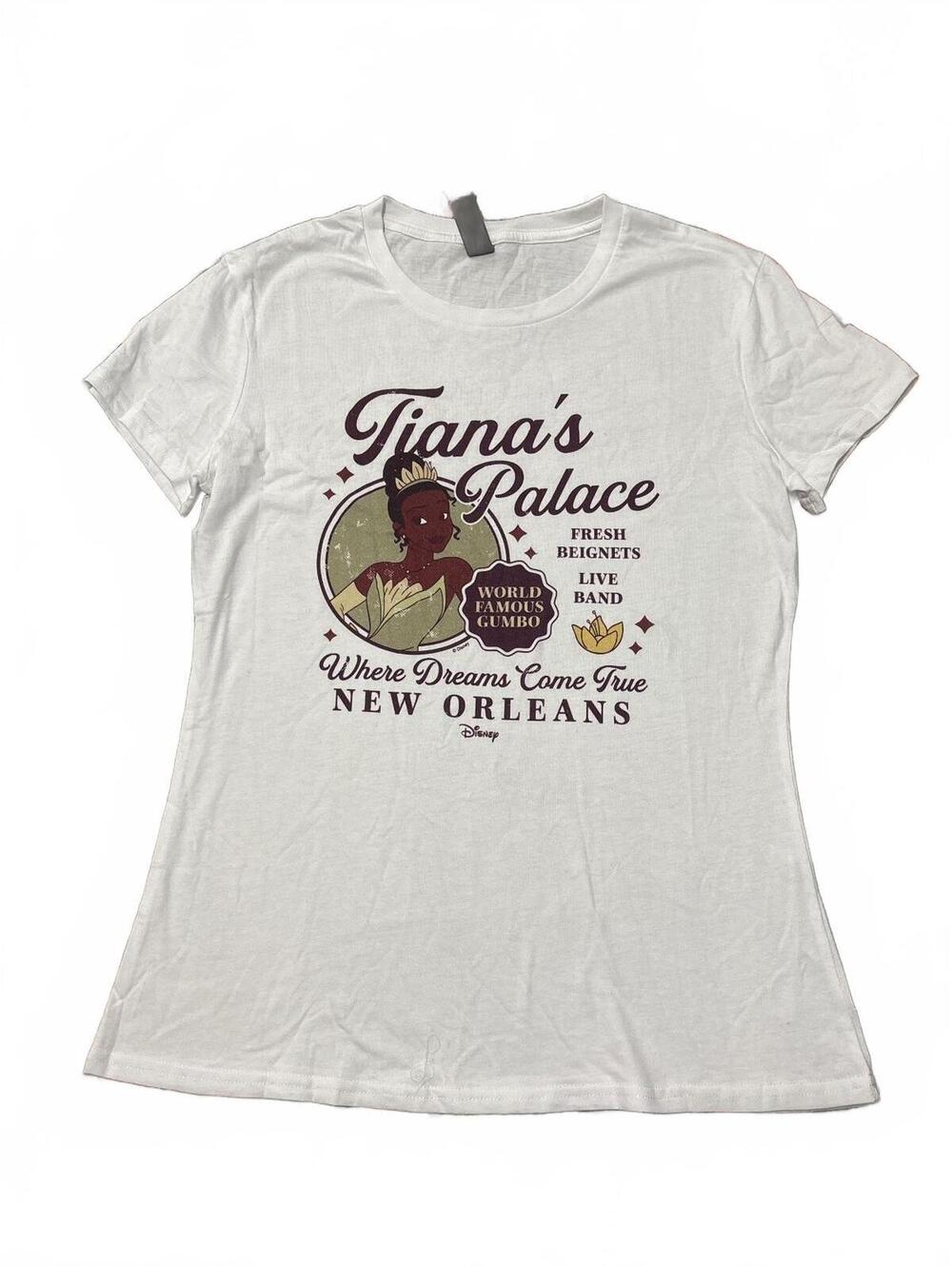 Tiana's Palace White Graphic T-Shirt - Disney New Orleans Theme, Ladies Medium